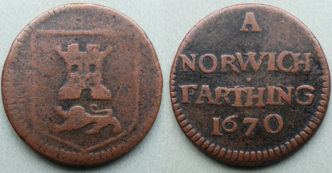 Norwich, city issue 1670 farthing N3123